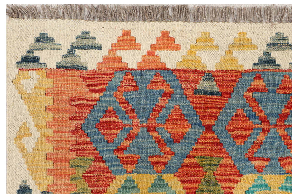 Bunter Kelim Läufer mit Medaillons, 244 × 80 cm – Detailansicht 2