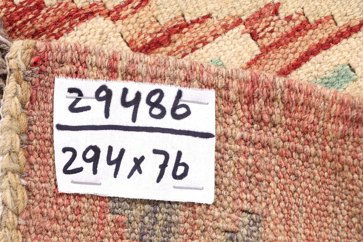 Light Pastel Diamond Kilim Runner, 294 × 76 cm — detail 5