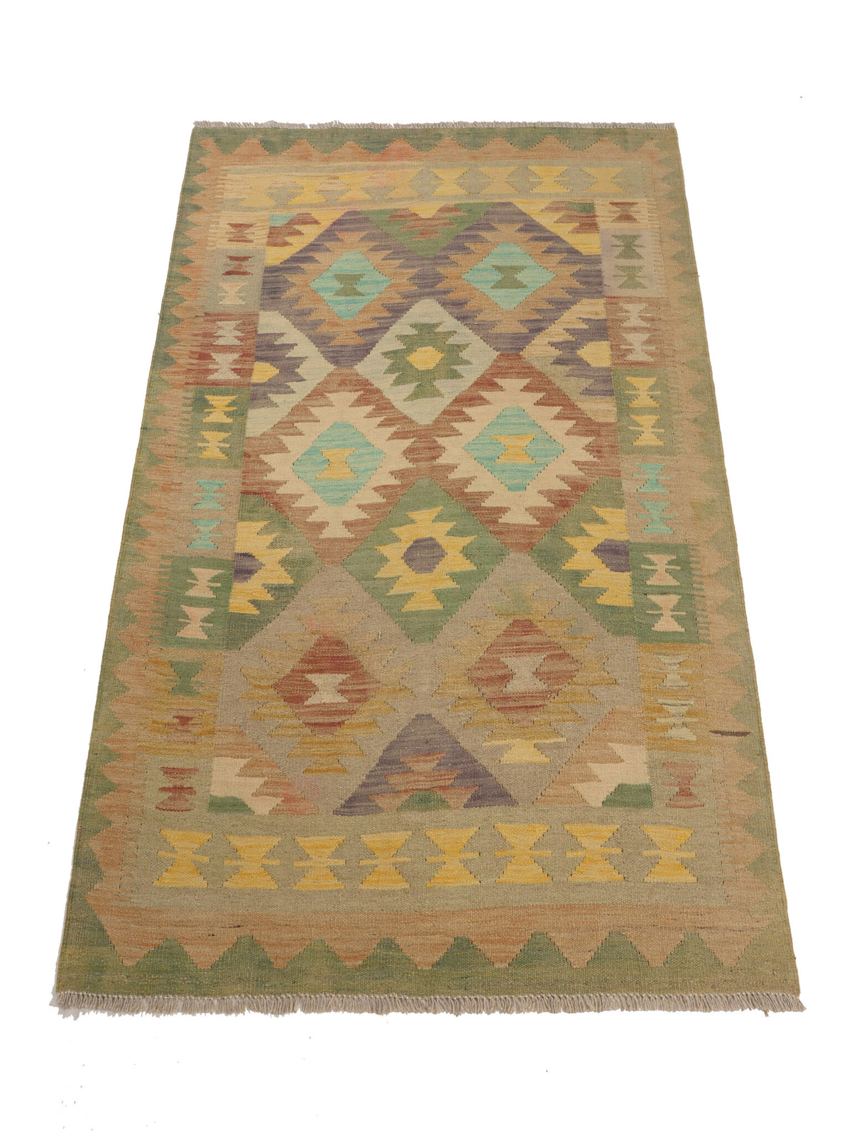 Earth Tone Diamond Medallion Kilim Rug, 170 × 120 cm — view 2