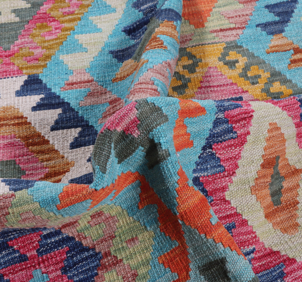 Turquoise Diamond Medallion Kilim Rug, 179 × 128 cm — view 5