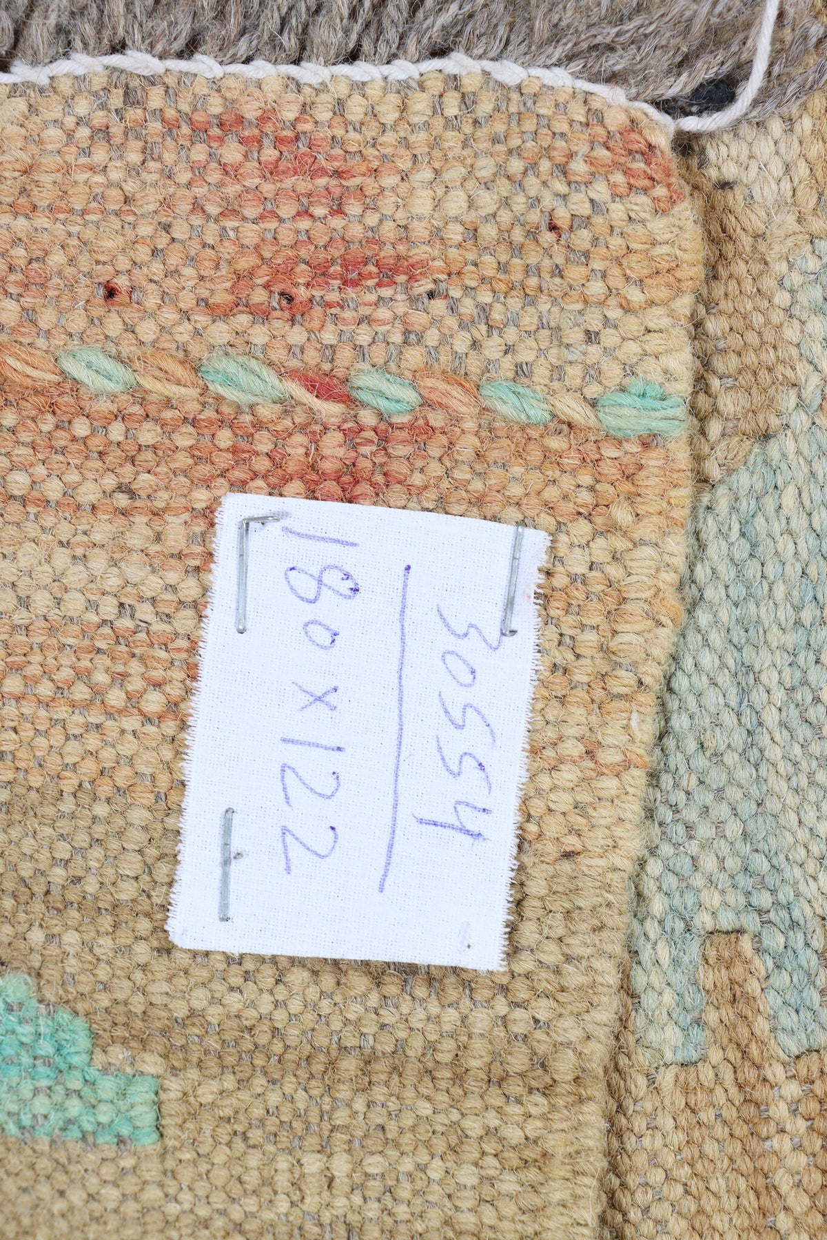 Heller Kelim Teppich mit pastellfarbenen Rauten, 180 × 122 cm, KT-30554 – Ansicht 6