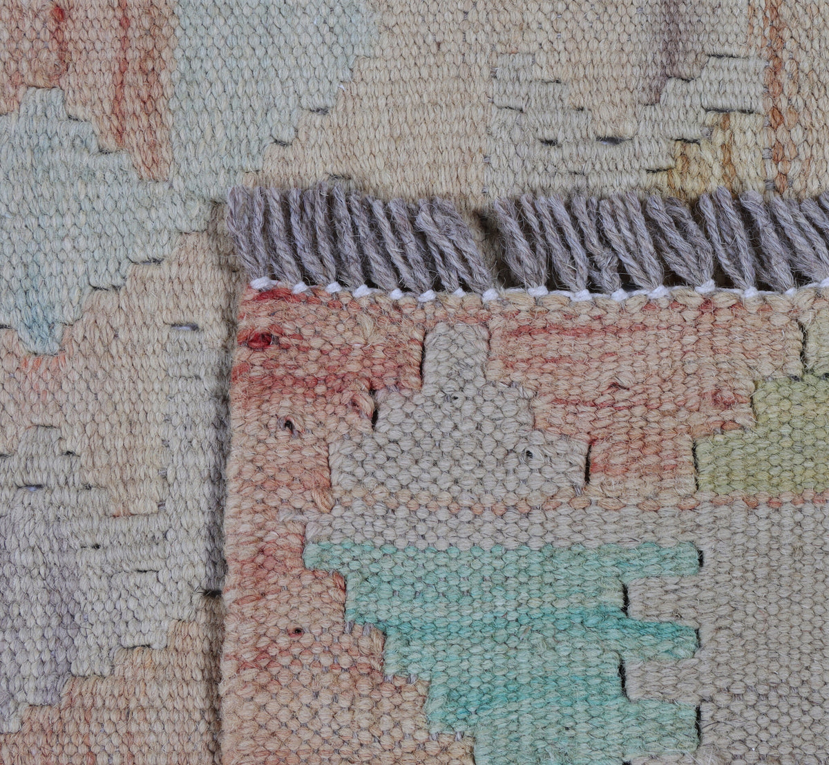 Natural Tone Kilim Rug with Turquoise Accents, 182 × 155 cm — view 4