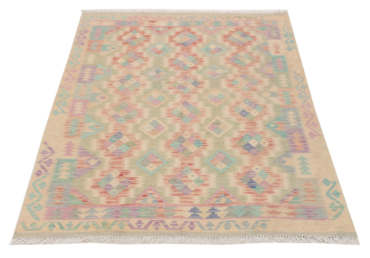 Pastel Fine Geometric Kilim Rug, 192 × 153 cm — view 2