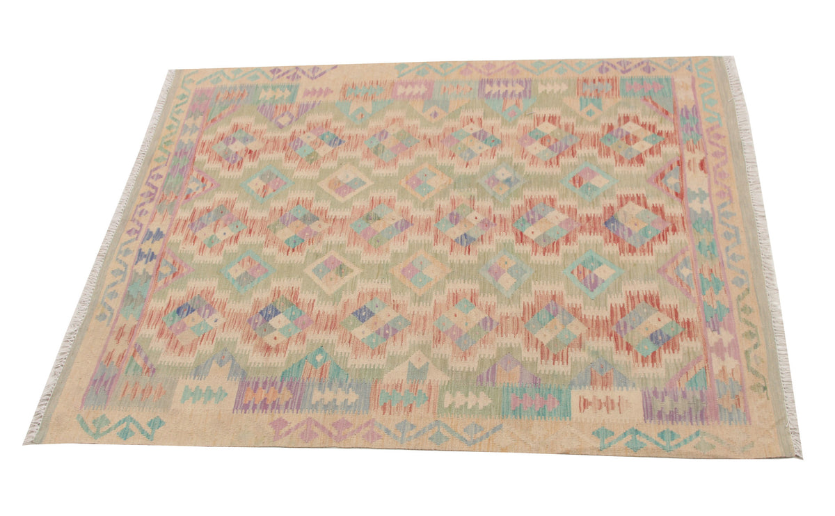 Pastel Fine Geometric Kilim Rug, 192 × 153 cm — view 3