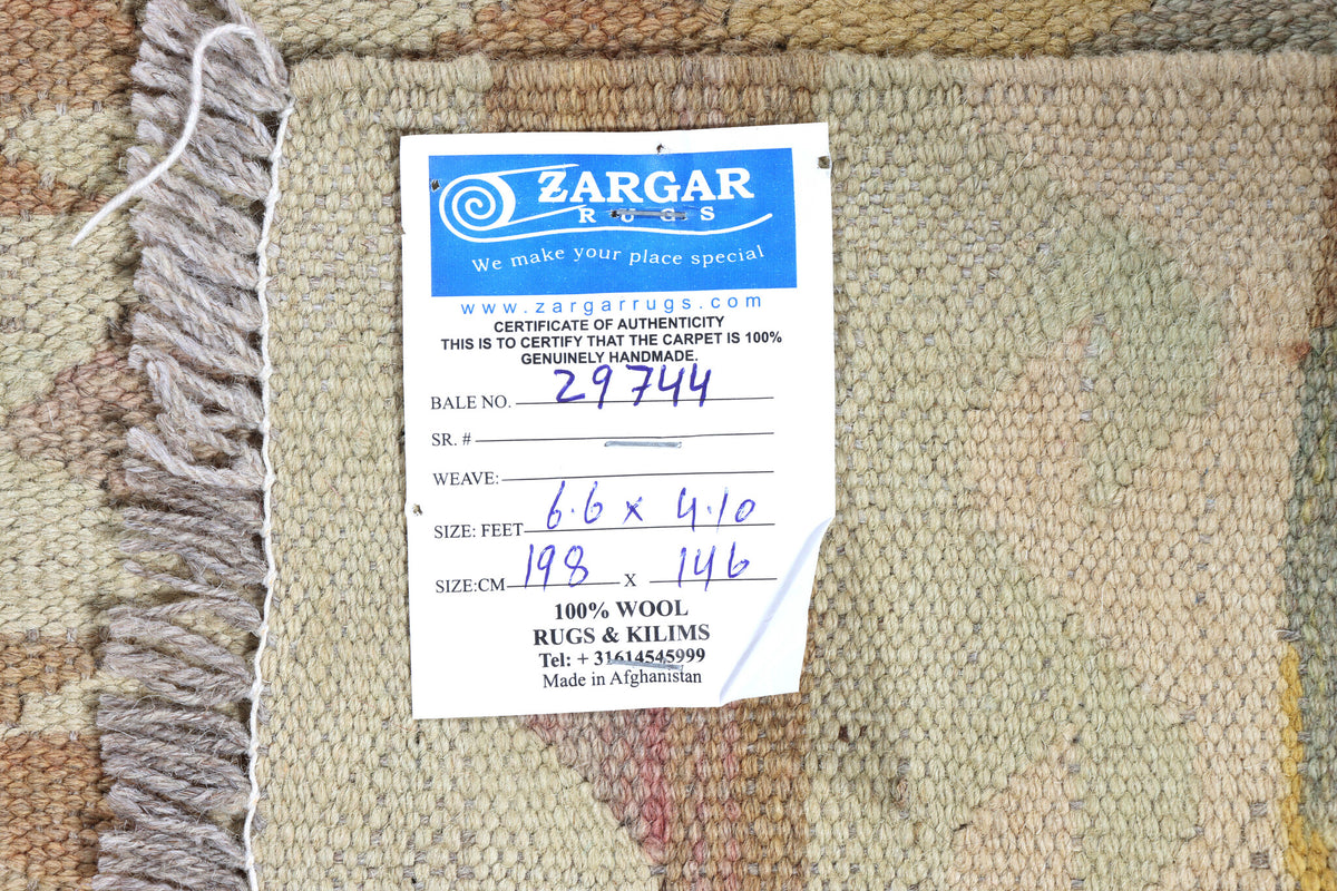 Natural Tone Diamond Grid Kilim Rug, 198 × 146 cm — view 7