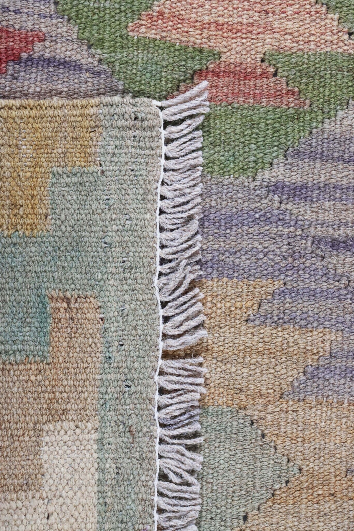 Kelim Teppich in Naturtönen mit Rautenmedaillons, 200 × 147 cm, KT-29785 – Ansicht 4