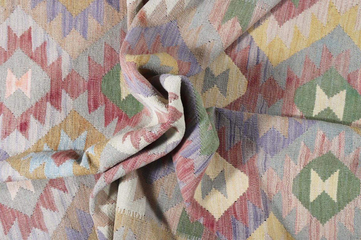 Kelim Teppich in Naturtönen mit Rautenmedaillons, 200 × 147 cm, KT-29785 – Ansicht 5