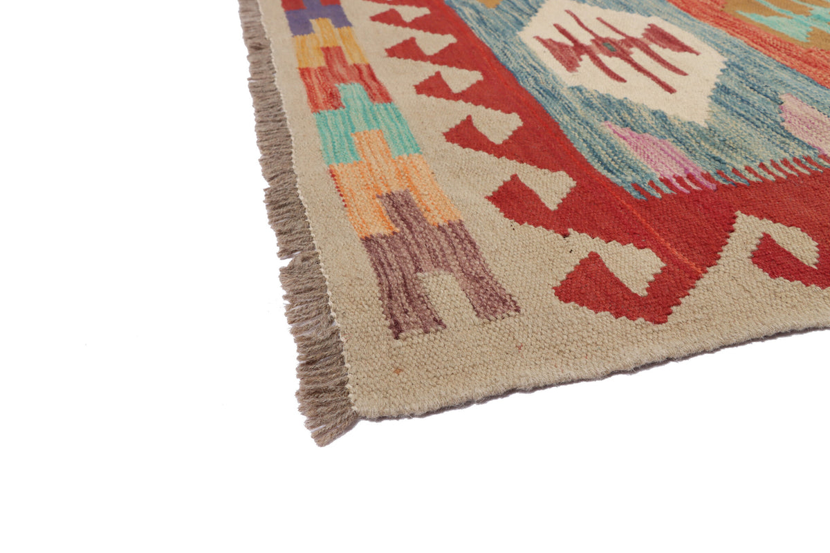 Kelim Teppich mit roten Streifen und Medaillons, 250 × 175 cm, KT-30446 – Ansicht 3