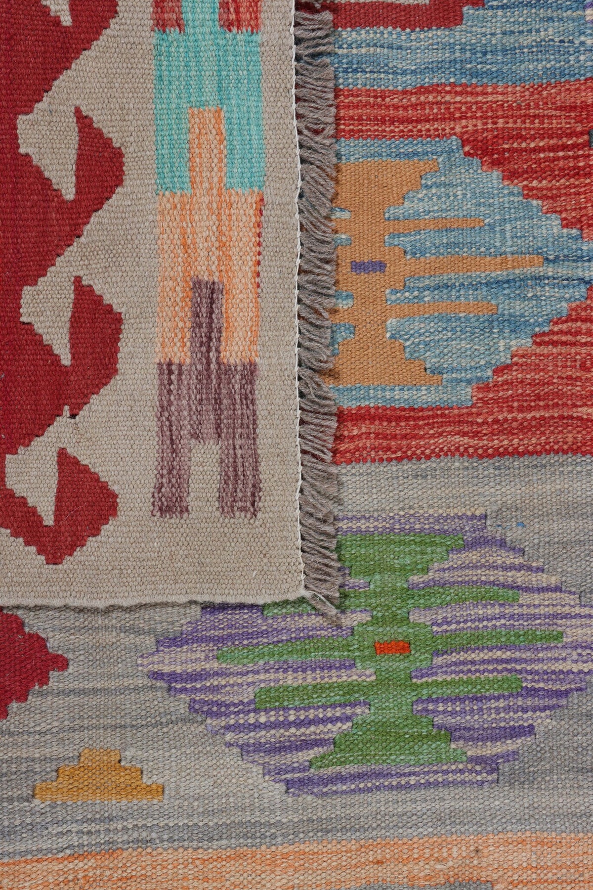 Kelim Teppich mit roten Streifen und Medaillons, 250 × 175 cm, KT-30446 – Ansicht 5