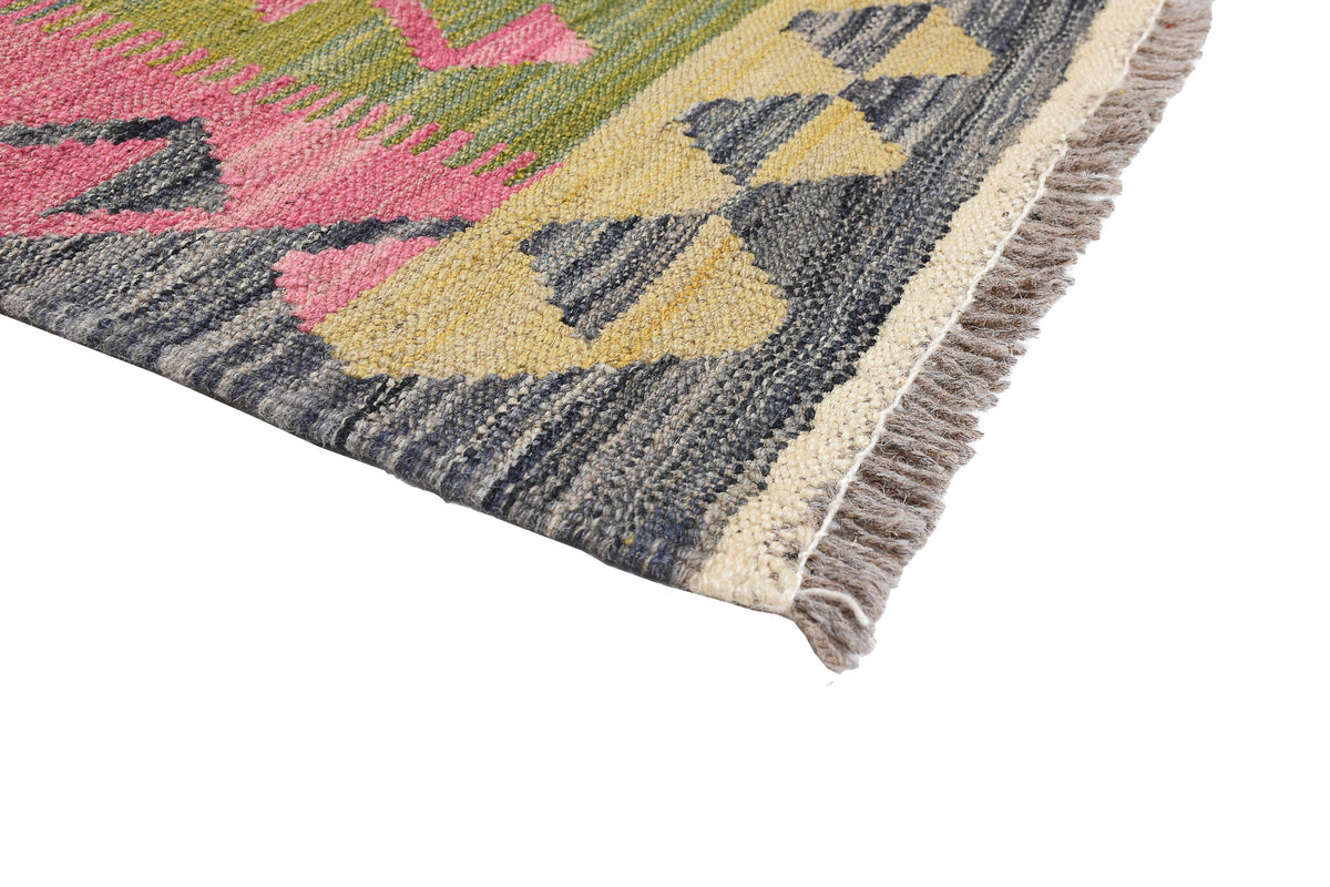 Bunter Kelim Teppich mit geometrischen Musterfeldern, 256 × 174 cm, KT-29562 – Ansicht 4