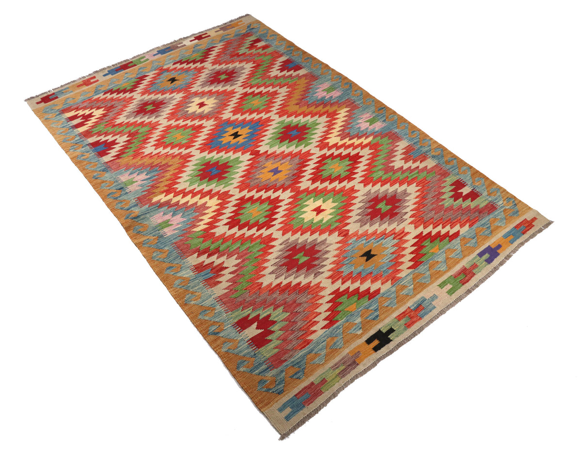 Red Zigzag Diamond Kilim Rug, 260 × 174 cm — view 2