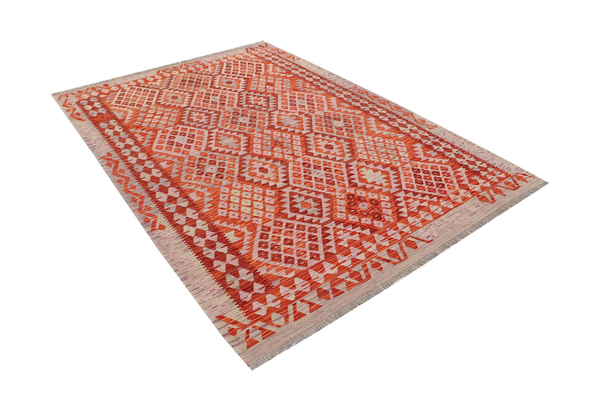 Red Kilim Rug with Fine Light Diamonds, 295 × 205 cm — view 2