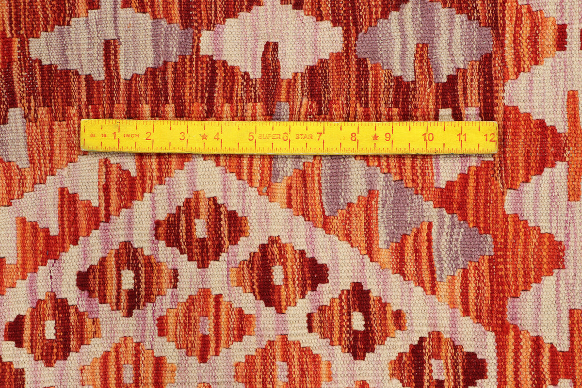 Red Kilim Rug with Fine Light Diamonds, 295 × 205 cm — view 5
