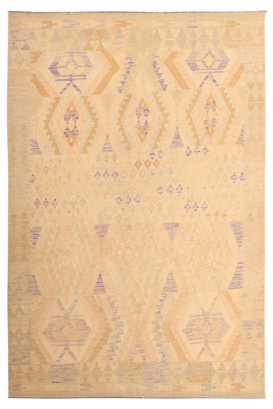 Light Yellow and Pink Diamond Kilim Rug, 300 × 198 cm — full view