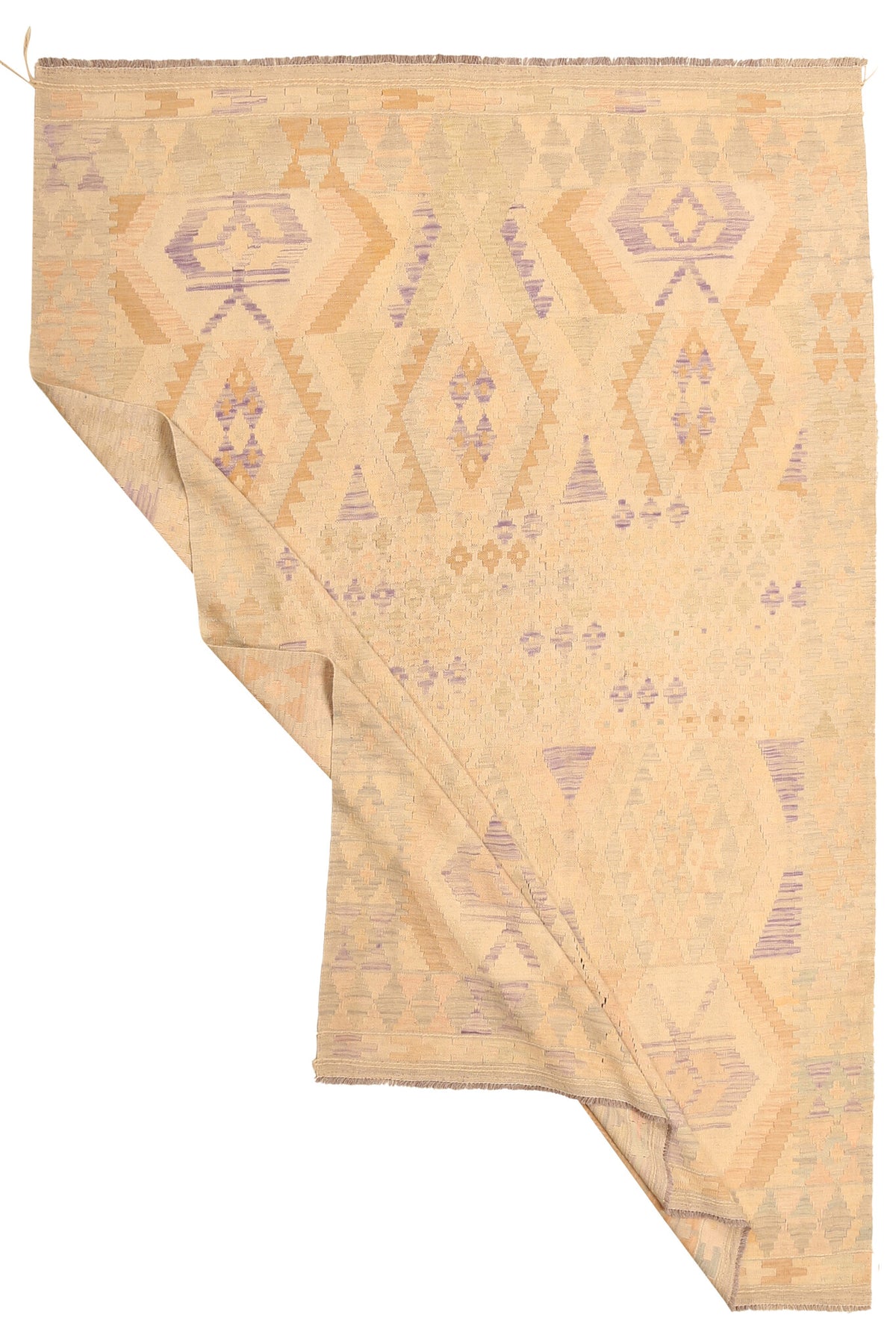 Light Yellow and Pink Diamond Kilim Rug, 300 × 198 cm — view 2