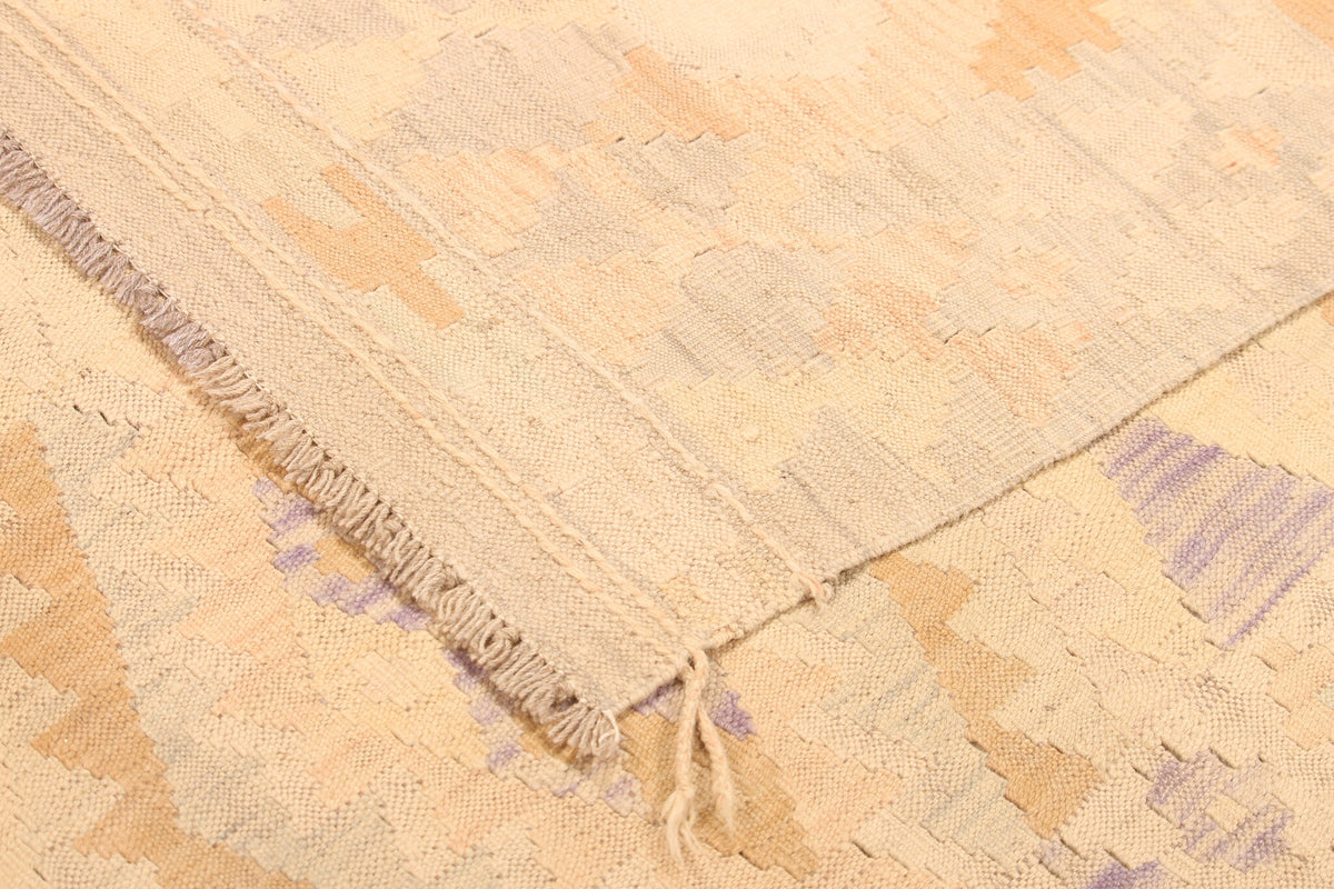 Light Yellow and Pink Diamond Kilim Rug, 300 × 198 cm — view 9