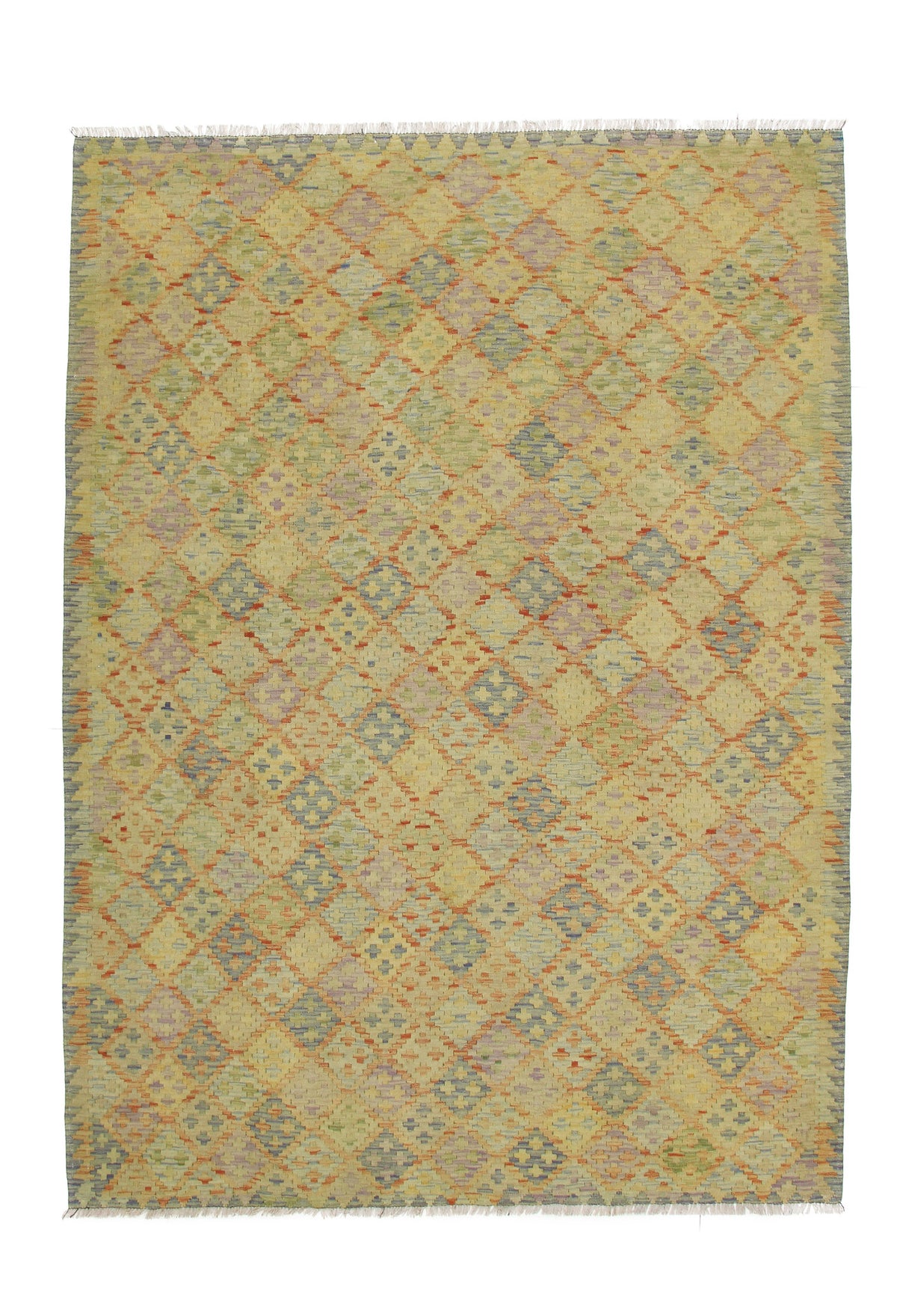 Muted Yellow Fine Diamond Kilim Rug, 300 × 206 cm — view 2
