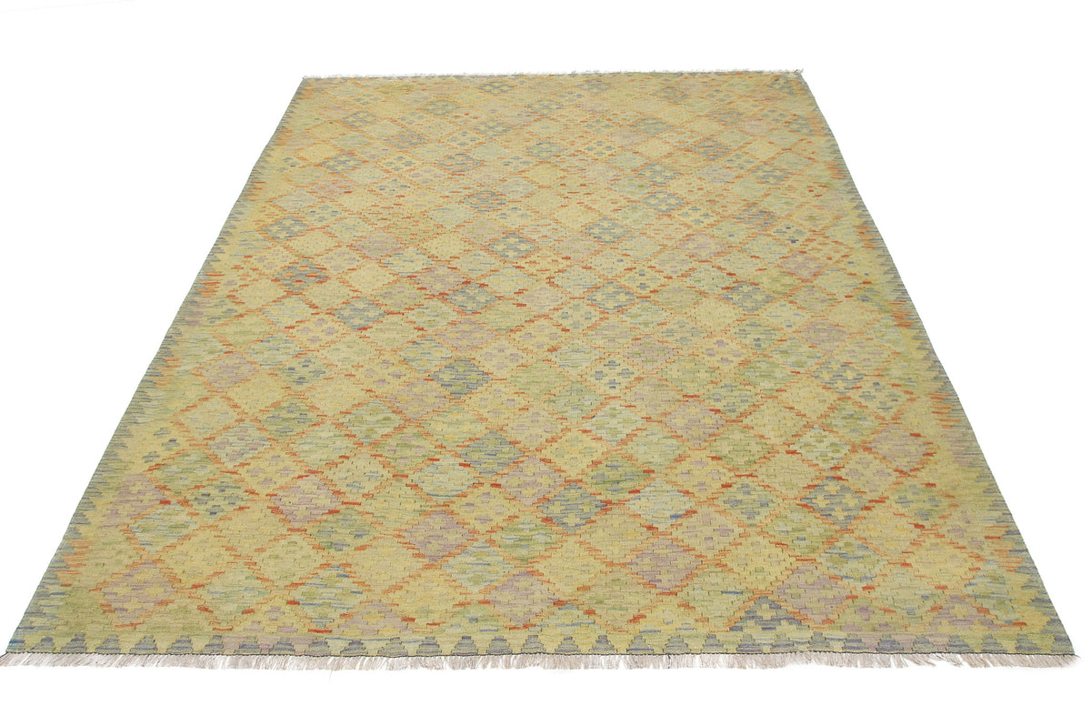 Muted Yellow Fine Diamond Kilim Rug, 300 × 206 cm — view 3