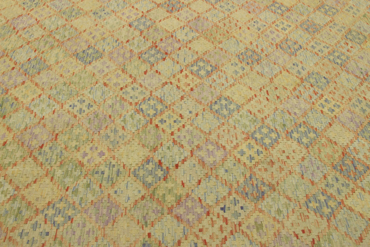 Muted Yellow Fine Diamond Kilim Rug, 300 × 206 cm — view 5