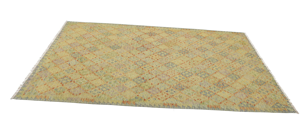 Muted Yellow Fine Diamond Kilim Rug, 300 × 206 cm — view 6