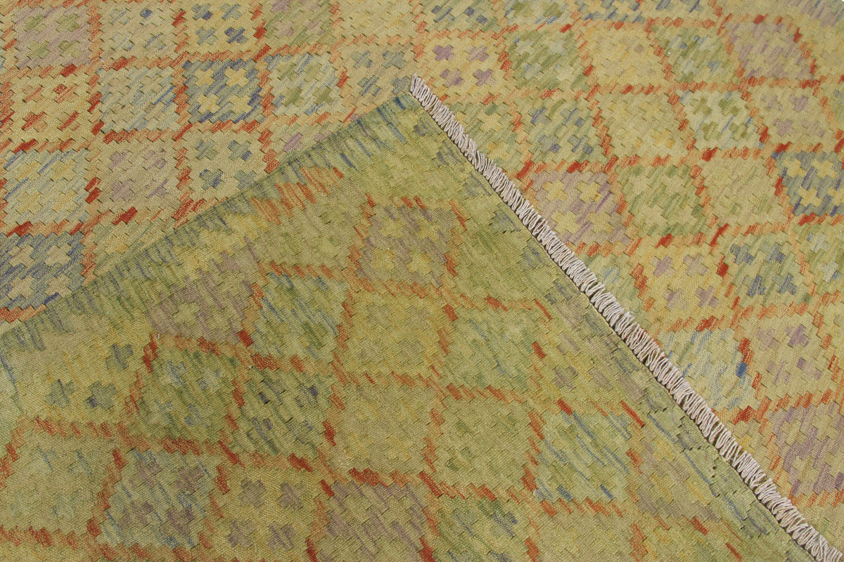 Muted Yellow Fine Diamond Kilim Rug, 300 × 206 cm — view 8
