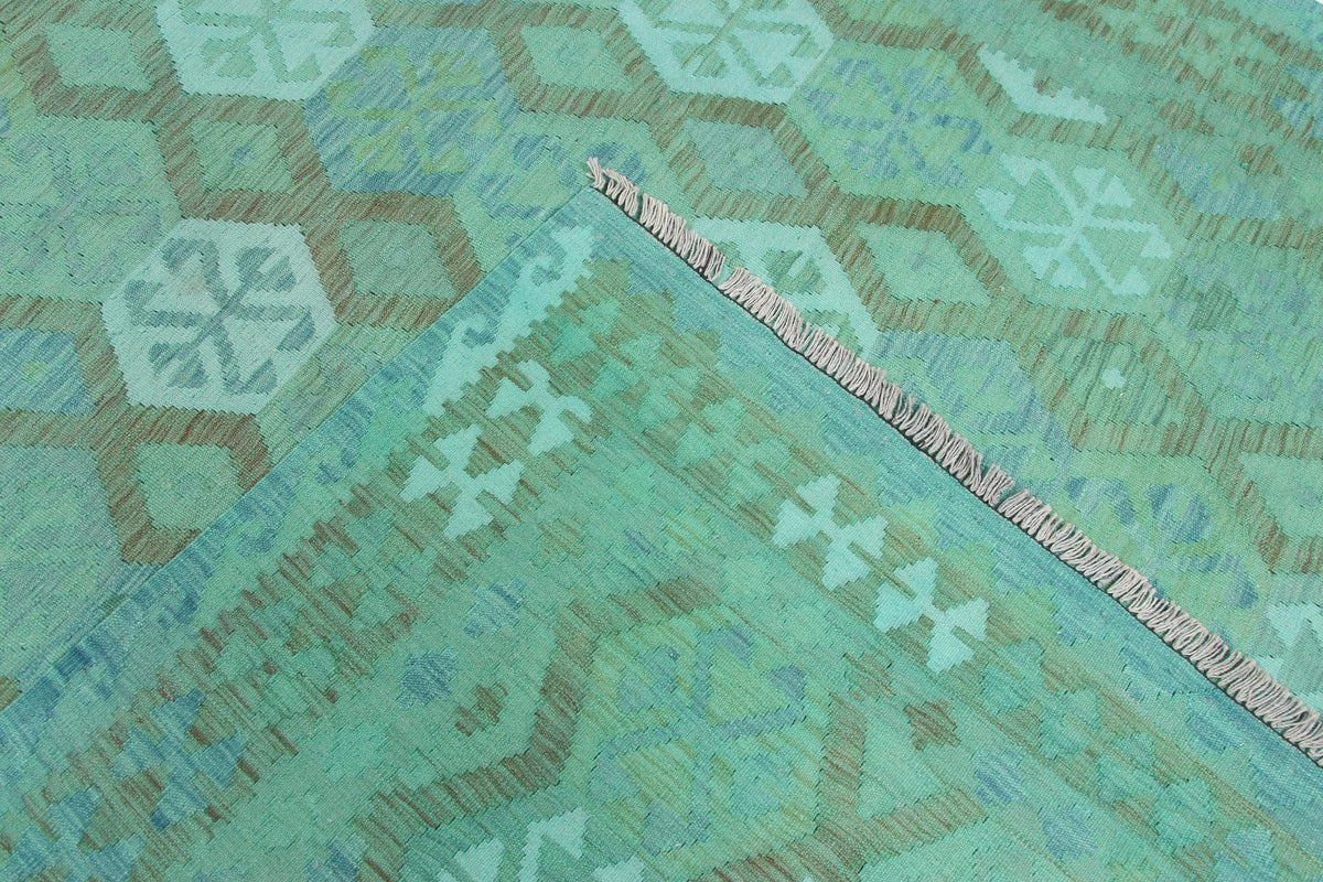 Turquoise Green Light Diamond Kilim Rug, 304 × 206 cm — view 6