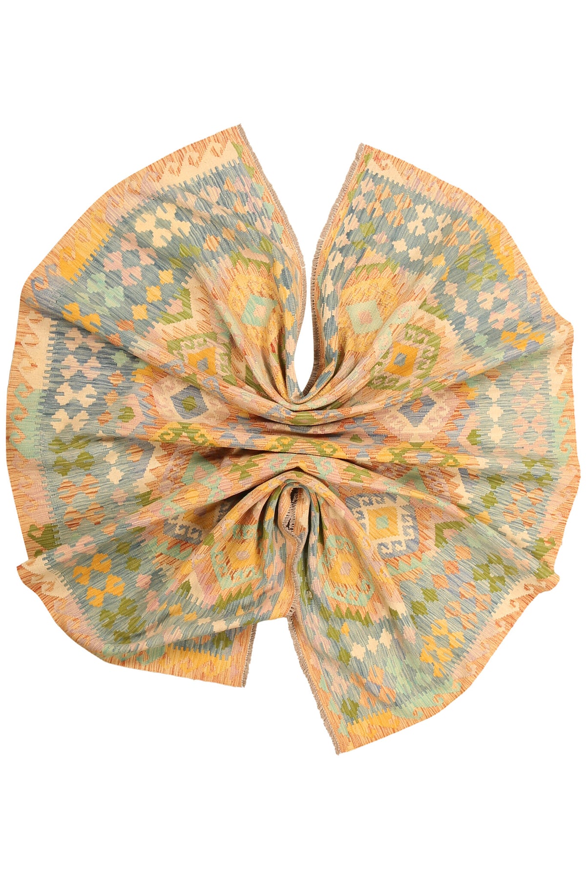 Yellow Kilim Rug with Green Border, 305 × 197 cm — view 3