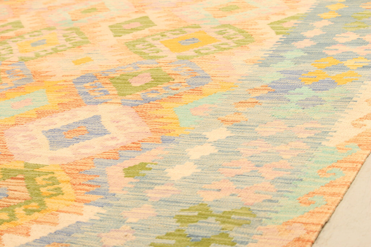Yellow Kilim Rug with Green Border, 305 × 197 cm — view 6