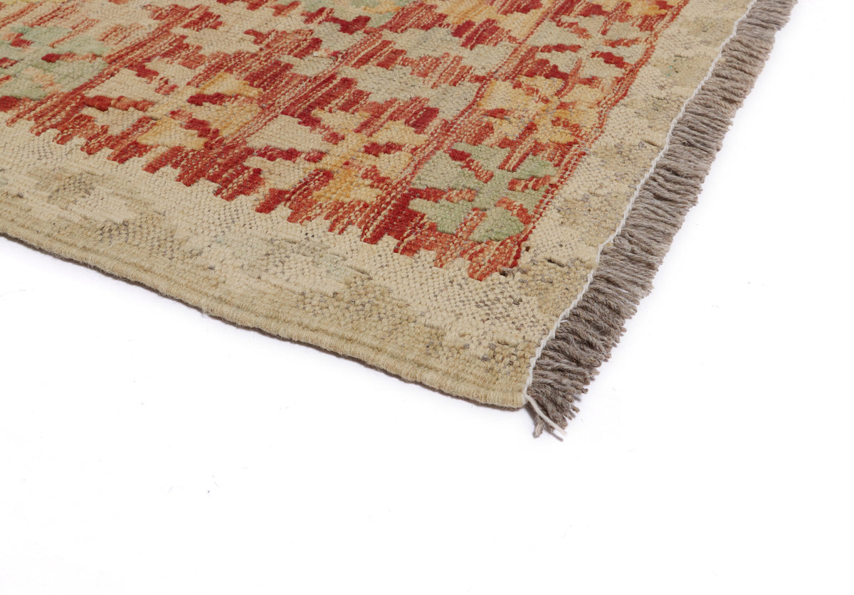 Natural Tone Fine Diamond Grid Kilim Rug, 310 × 210 cm — view 3
