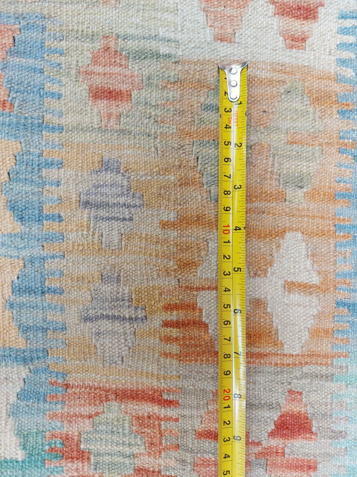 Großer Kelim Teppich in Blau mit Rauten, 349 × 249 cm, KT-Bt-13467-349x249 – Ansicht 8
