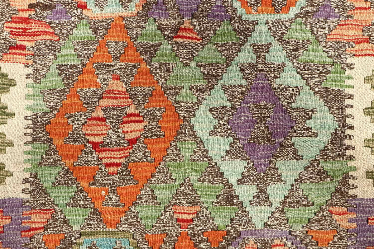 Bunter Kelim Teppich mit großen Rautenmedaillons, 194 × 151 cm, KT-12 – Ansicht 5
