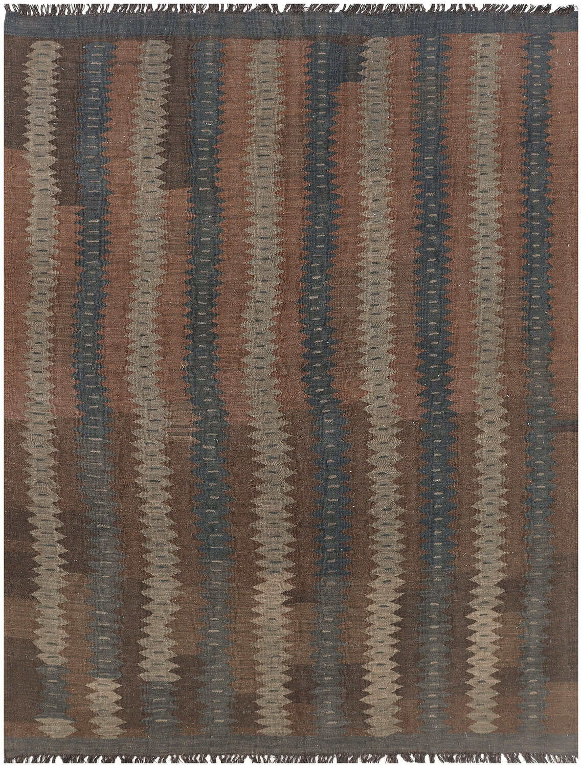 Kelim Teppich in Braun mit schmalen Streifen, 197 × 149 cm, KT-10785 – Ansicht 2