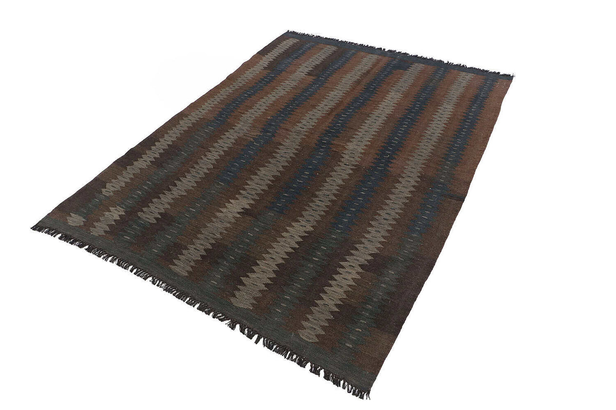 Kelim Teppich in Braun mit schmalen Streifen, 197 × 149 cm, KT-10785 – Ansicht 4