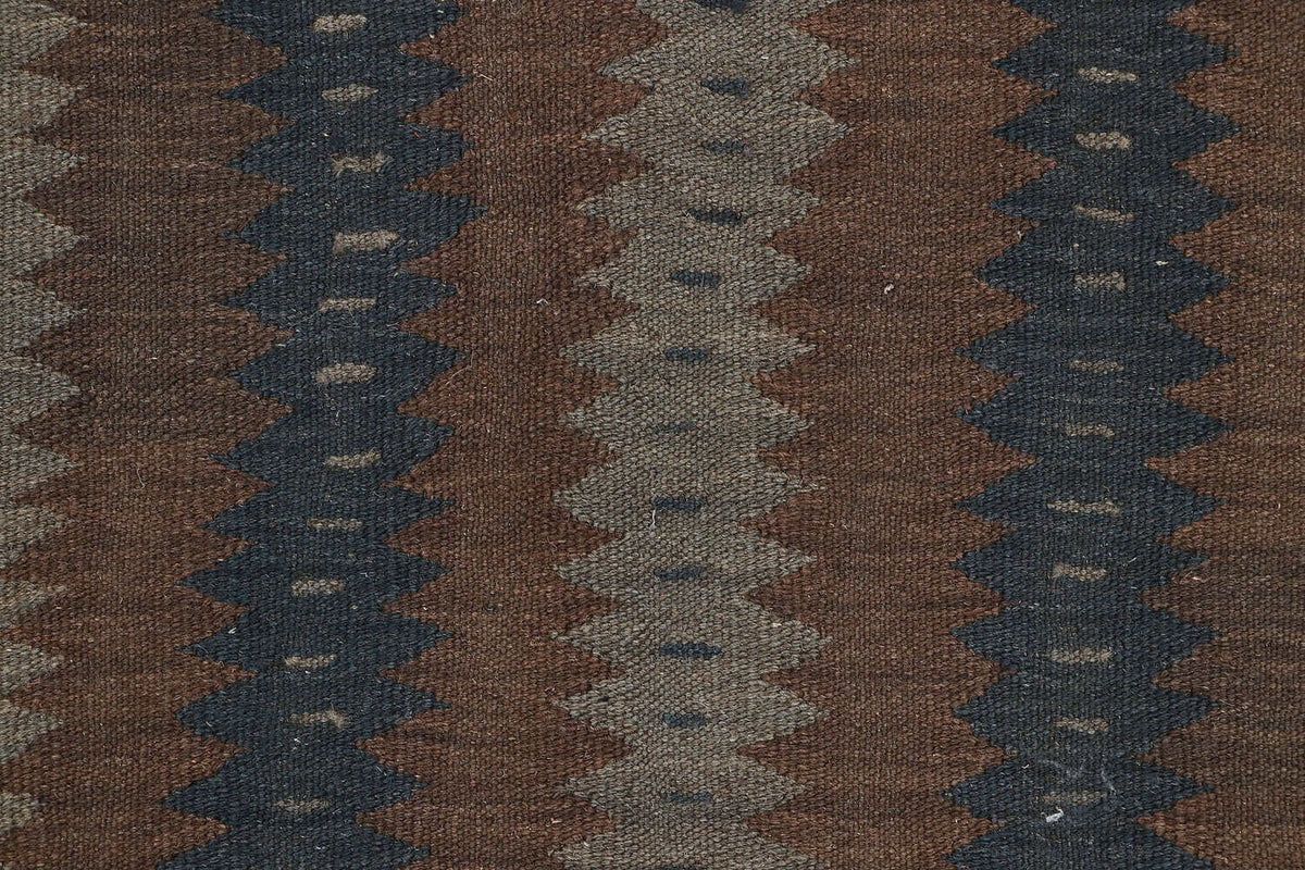 Kelim Teppich in Braun mit schmalen Streifen, 197 × 149 cm, KT-10785 – Ansicht 5