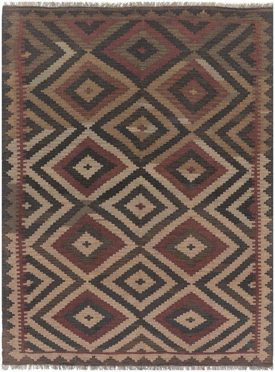 Earth Tone Large Diamond Kilim Rug, 199 × 147 cm — view 2