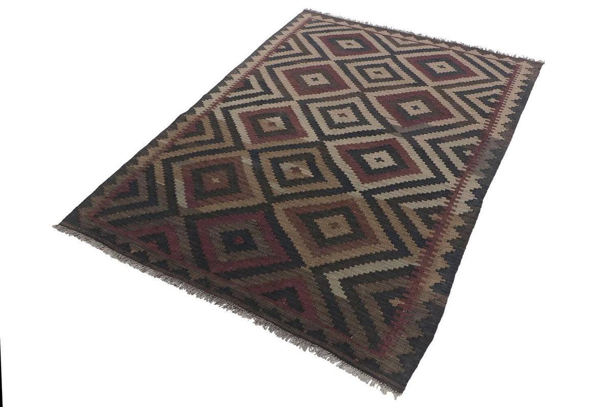 Earth Tone Large Diamond Kilim Rug, 199 × 147 cm — view 4