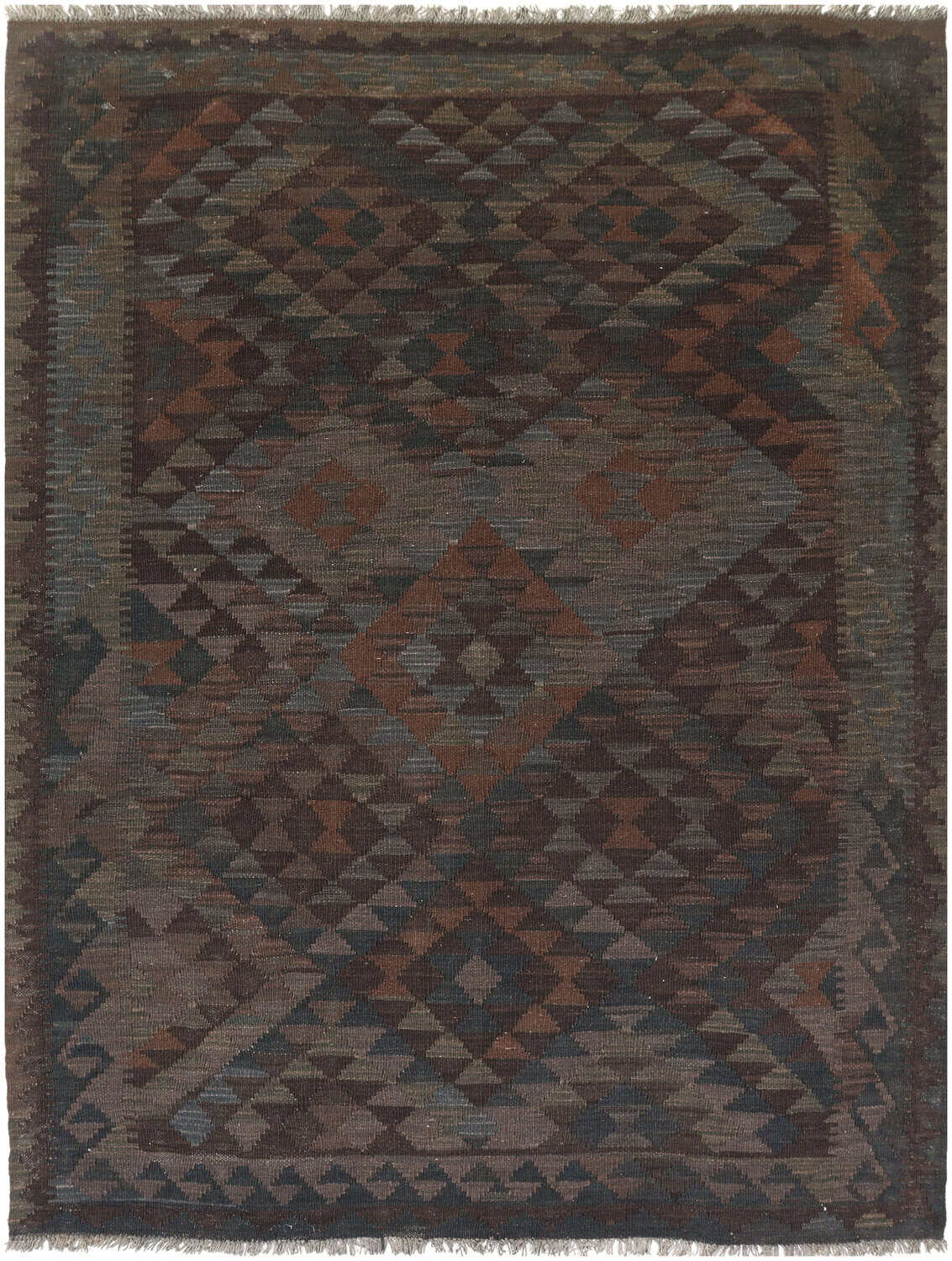 Dark Small Diamond Kilim Rug, 203 × 153 cm — view 1