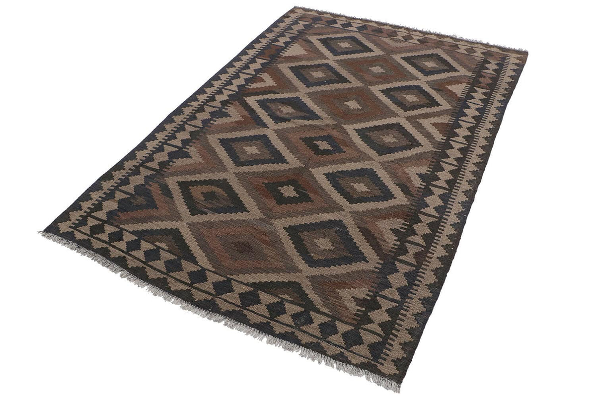 Brown Large Diamond Kilim Rug, 208 × 146 cm — view 3