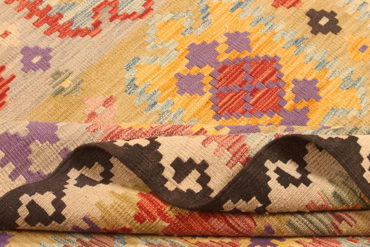 Multicolor Geometric Panel Kilim Rug, 289 × 202 cm — view 3