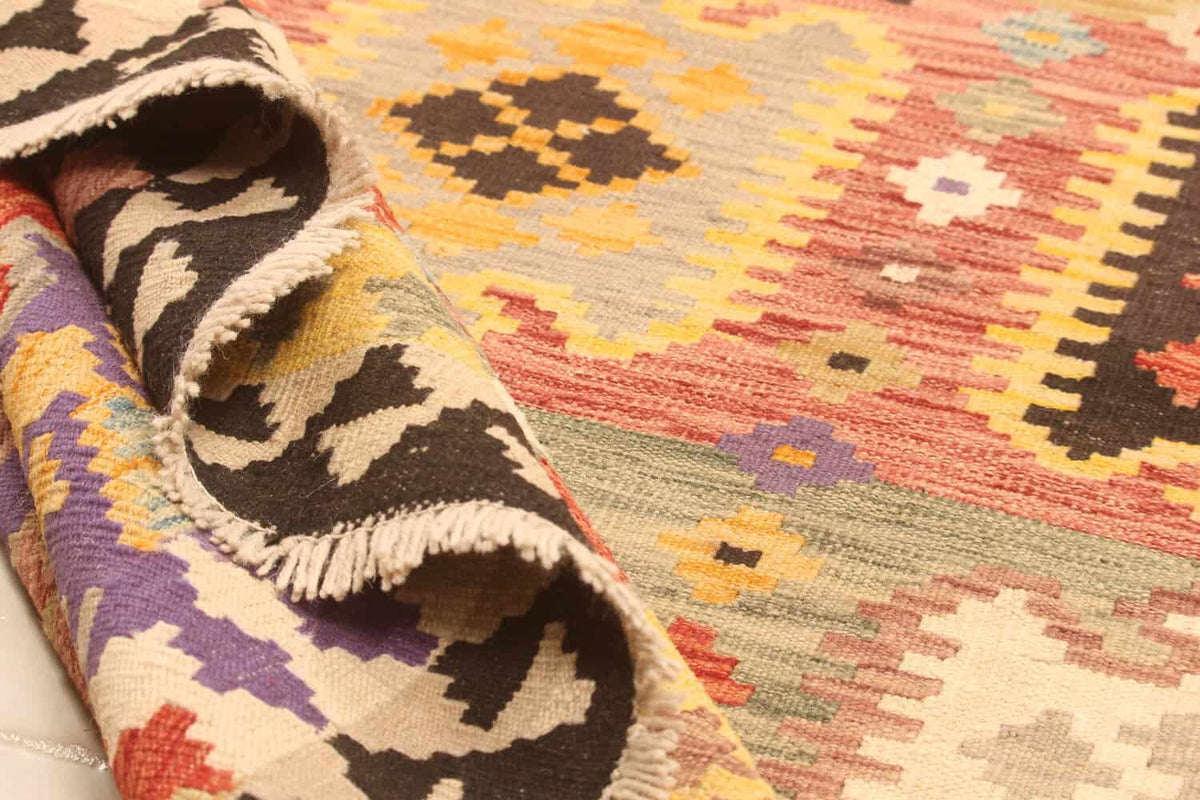 Multicolor Geometric Panel Kilim Rug, 289 × 202 cm — view 9