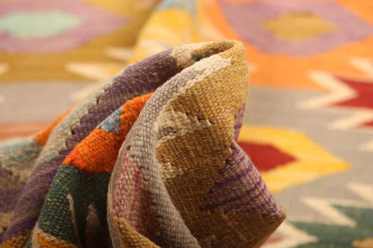 Kilim Rug with Ochre Border, 290 × 196 cm — view 3