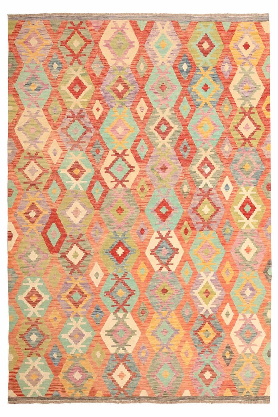 Pink Narrow Diamond Kilim Rug, 295 × 200 cm — view 1