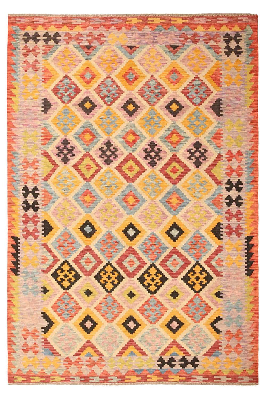 Colorful Diamond Motif Kilim Rug, 297 × 200 cm — view 1