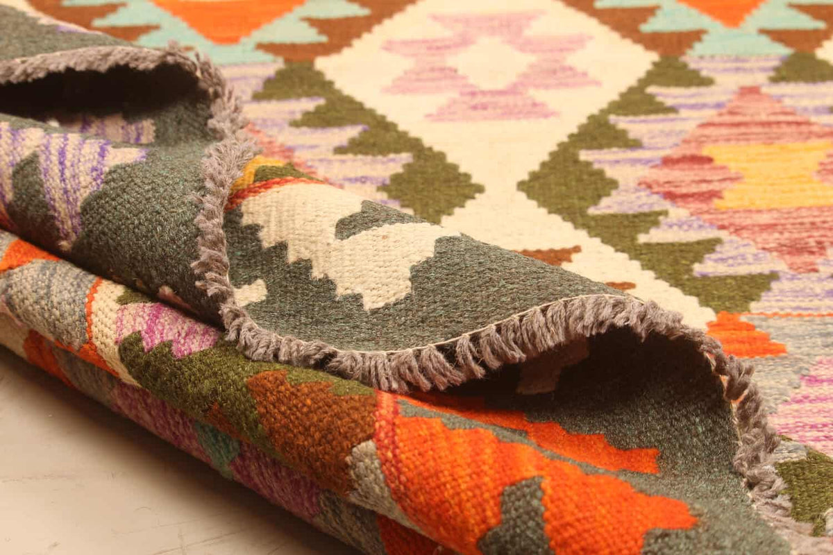 Multicolor Kilim Rug with Dark Border, 298 × 206 cm — view 5