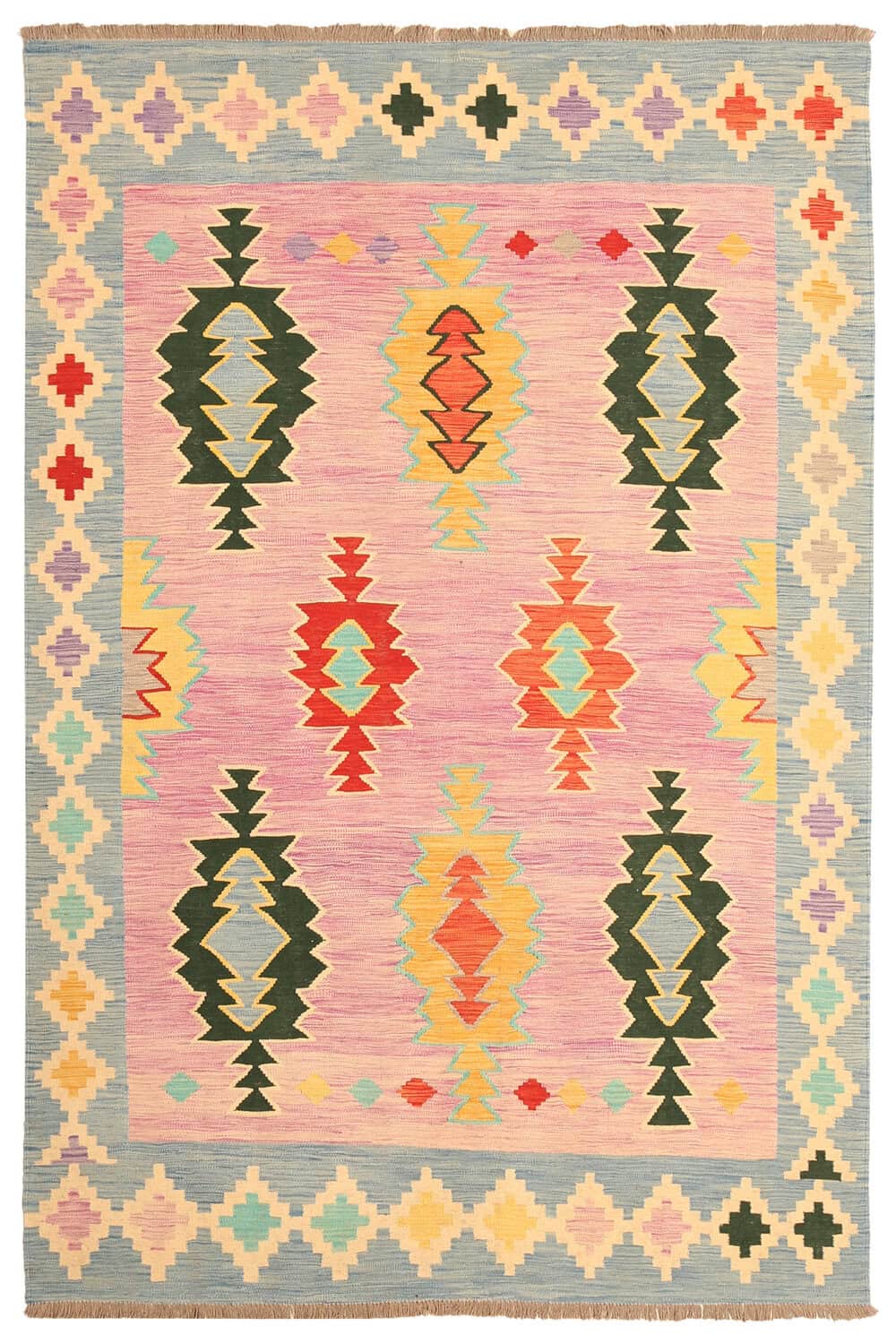 Handgewebter Kelim aus Wolle, 299 × 196 cm, Artikel KT-19299 – Gesamtansicht