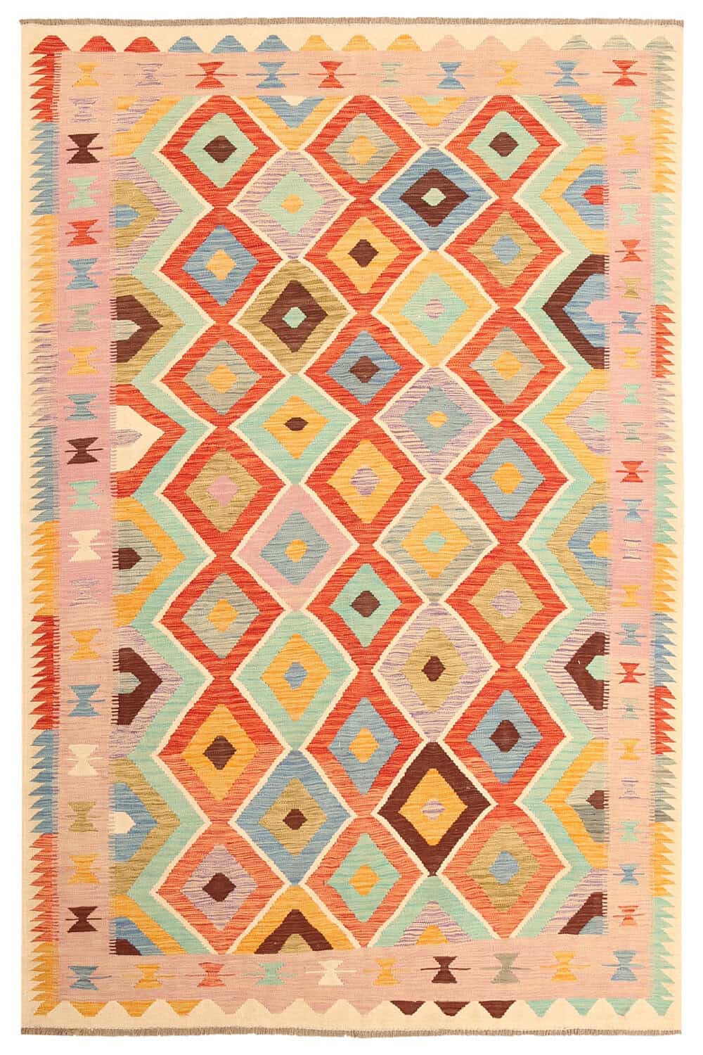 Handgewebter Kelim aus Wolle, 299 × 196 cm, Artikel KT-26737 – Gesamtansicht