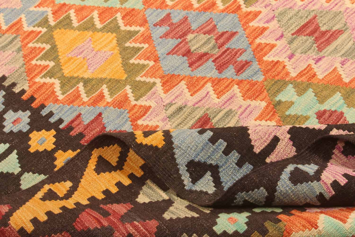 Colorful Kilim Rug with Brown Border, 299 × 206 cm — view 7