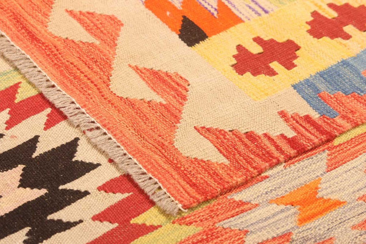 Roter Kelim Teppich mit gezackten Rauten, 300 × 195 cm, KT-27454 – Ansicht 3