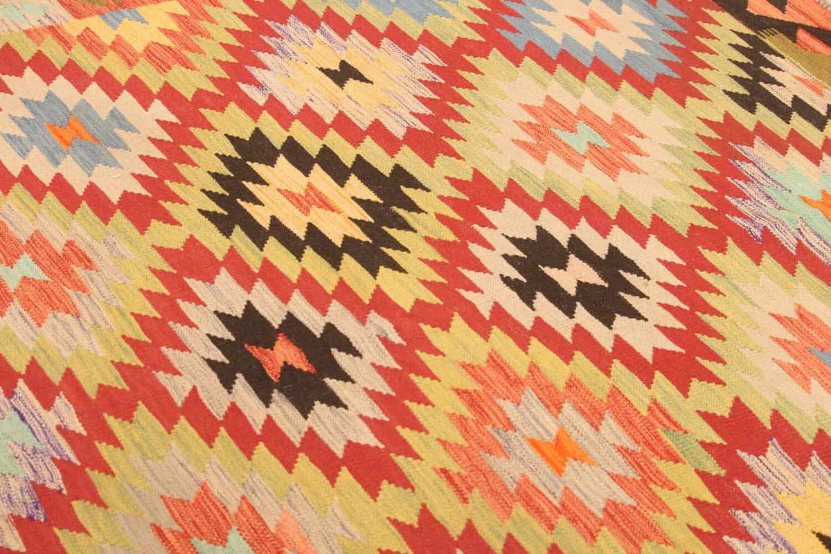 Roter Kelim Teppich mit gezackten Rauten, 300 × 195 cm, KT-27454 – Ansicht 4