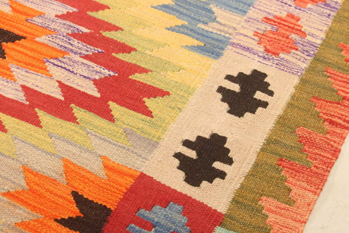 Roter Kelim Teppich mit gezackten Rauten, 300 × 195 cm, KT-27454 – Ansicht 5